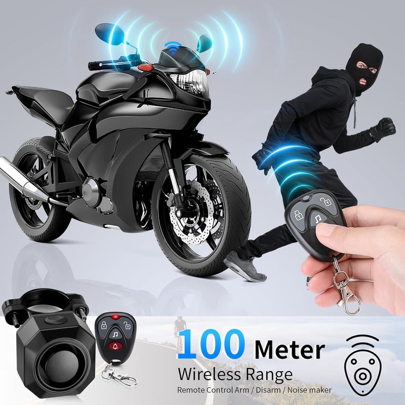 wsdcam USB Rechargeable Bike Alarm with Remote 110dB Loud Volume Adjustable Wireless Vehicle Security Alarm System Anti Theft Vibration Motion Sensor Alarm for Car Trailer Motorcycle Scooter Ebike - Image 2